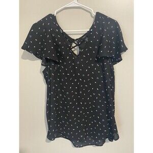 Torrid Size 00 Blouse Black Blue Sail Boat Designs